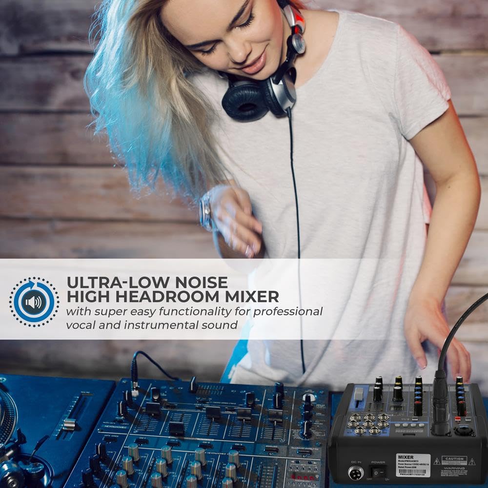 Consola Mezcladora de Audio Pyle USB Bluetooth para DJ Studio Streaming