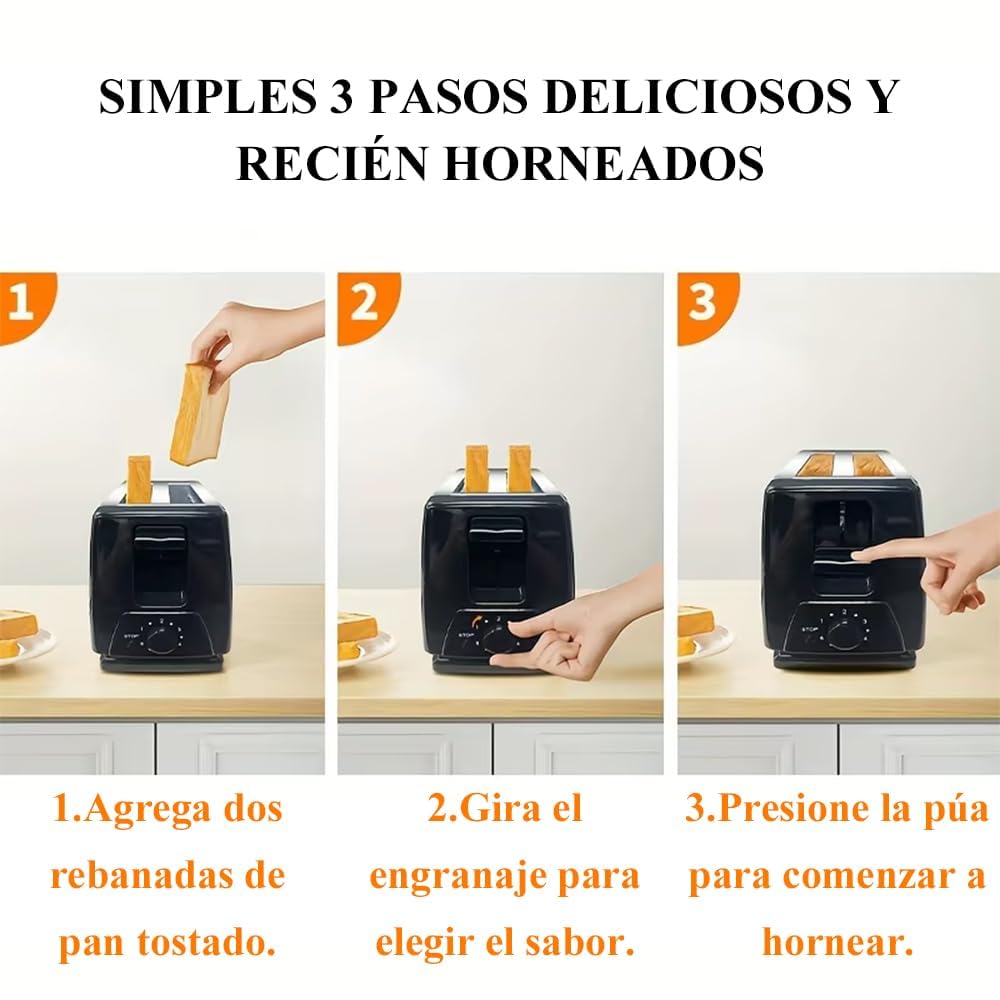 Tostador para Pan de 2 Rebanadas de Acero Inoxidable - Tostador Compacto con Tecnología de Tostado Avanzada, 6 Niveles de Tostado, Ranuras Extra Largas y Anchas, 650W (Plata)