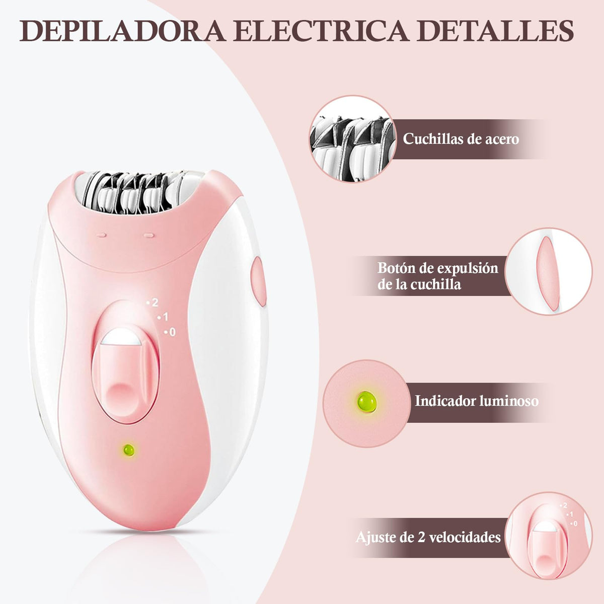 CAVIGLTE Depiladora Mujer, Depiladora Electrica Mujer, Maquina Depiladora Mujer para Axilas, Brazos, Piernas, Alrededor de los Labios