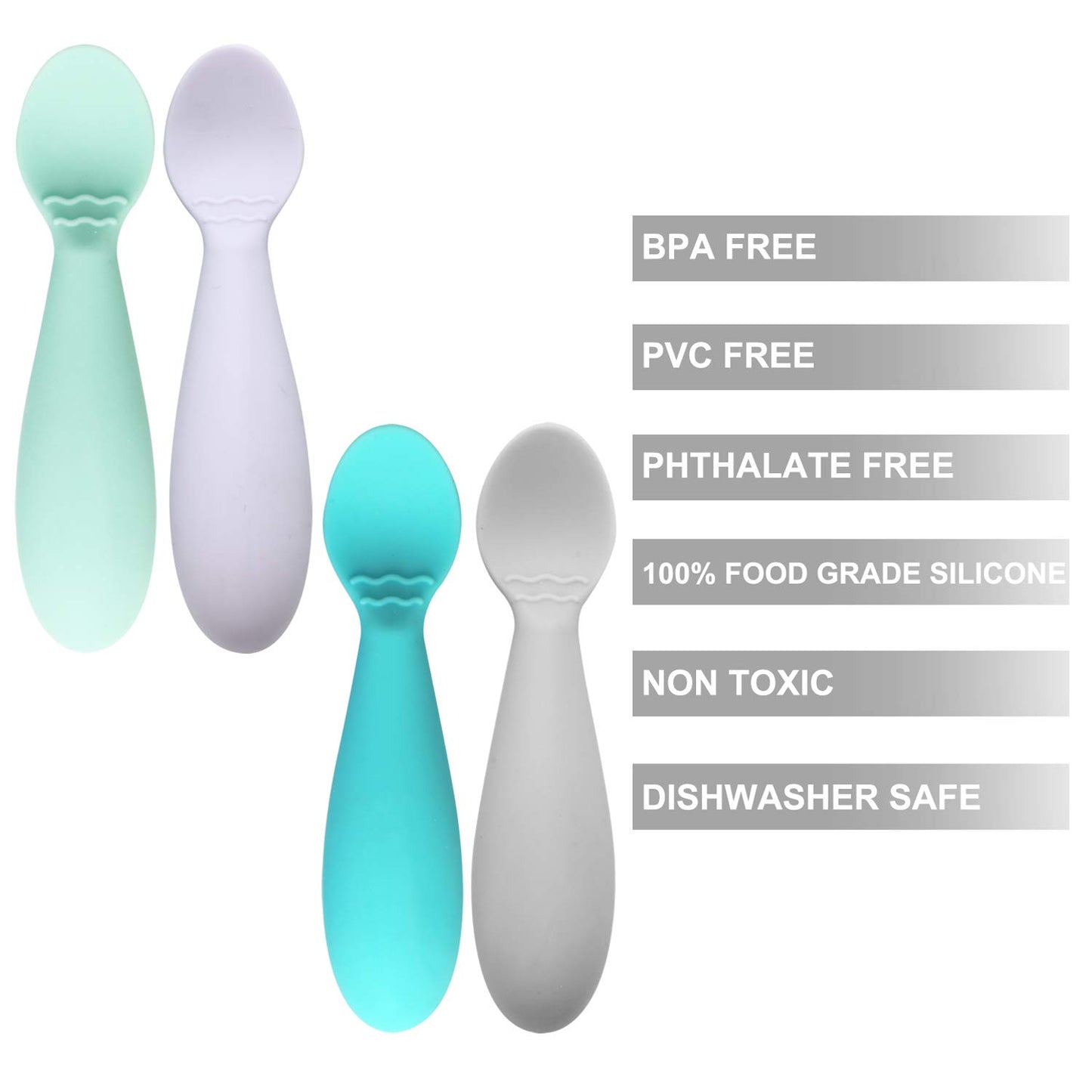 Cucharas PandaEar Rosa Silicona Suave Autoalimentable para Bebé