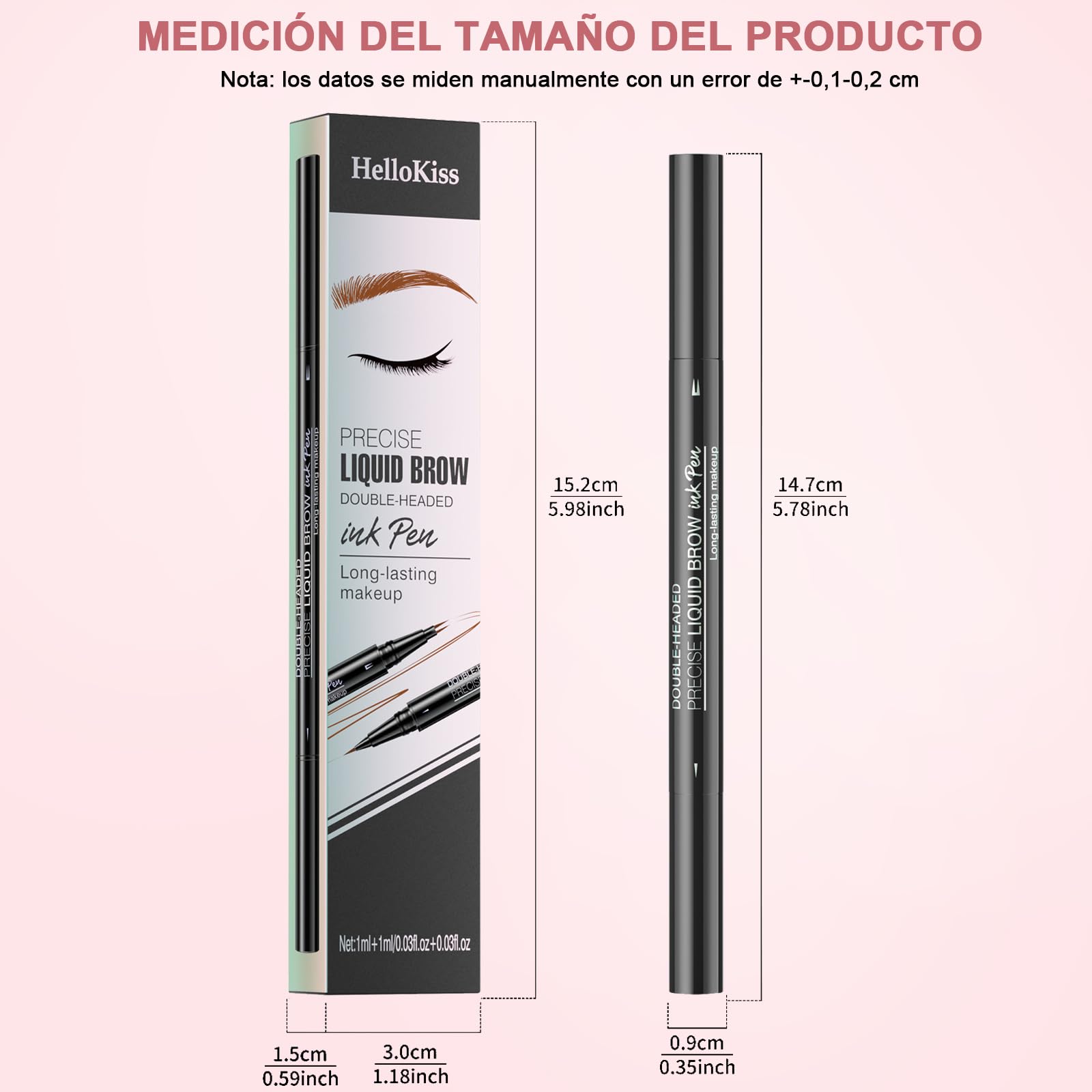 LEKOU Liquid Eyebrow Pen, 2 en 1 Dual-Ended Eyebrow Pencil, Lapiz de Cejas Larga Duracion 3D Waterproof, Plumín de Cejas Microblading para Delineador Cejas Natural (Marrón Claro)