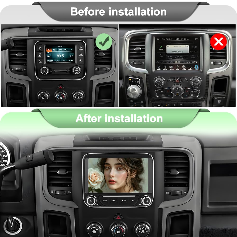 Radio de Coche Dodge RAM Negro Android 13 con Carplay y Android Auto para Hombre