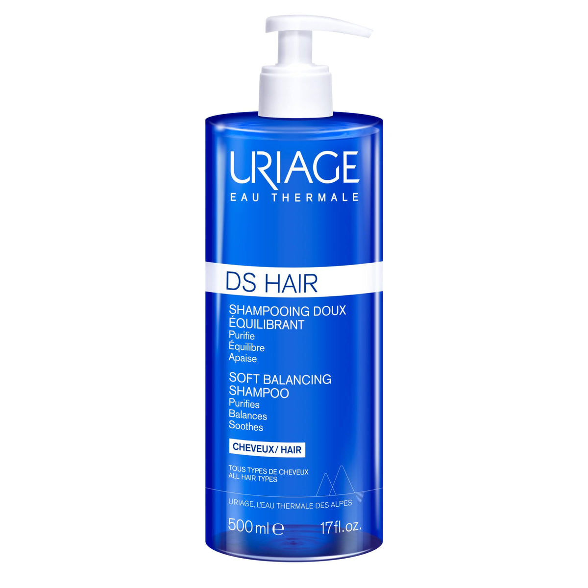 Uriage Ds Hair Champú Regulador diario con Eucalipto - Gel espumoso suave, fresco y con flora - Perfume para el cuero cabelludo sensible - Purifica y calma en profundidad - Cabello más suave, brillante y sedoso - Sin jabón