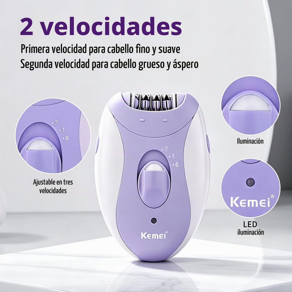 KEMEI 4 en 1 - Depiladora para mujer, para cara, piernas, brazos, km-6037
