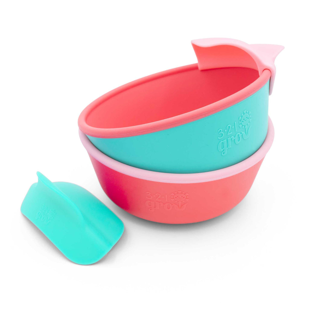321 Grow Easy Scoop & Hold Bowl Set • tazón de silicona para bebés, niños pequeños • Juego de 2 cuencos | 6 meses | Apto para lavaplatos y microondas