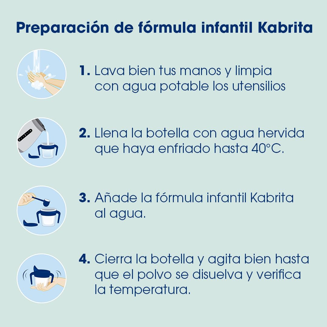 Kabrita Fórmula Infantil de Leche de Cabra de Fácil Digestión para Niños de 1 a 3 Años | Con Proteína A2, Vitamina D, Hierro, Omegas y Prebióticos, sin Azúcares Añadidos | Pack de 4 Latas (4 X 400g = 1.6 kg)