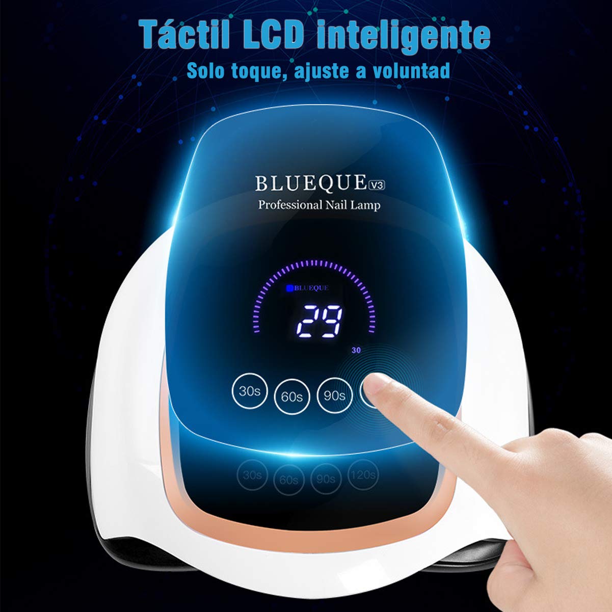 Lámpara de uñas LED de gel UV, lámpara de uñas LED UV de 168 W, secador de uñas para esmalte de gel con 4 configuraciones de temporizador, sensor automático y pantalla táctil LCD, lámpara de curado de luz de esmalte de gel profesional para uso en el hogar