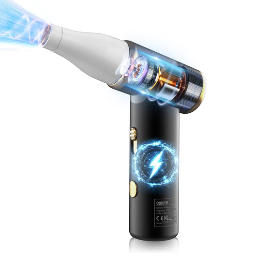 Colbor - Soplador de aire eléctrico AirMaxx A1, 100000 rpm, inalámbrico, luz LED, boquilla, recargable, para teclado de PC, plumero de aire comprimido, 1 unidad