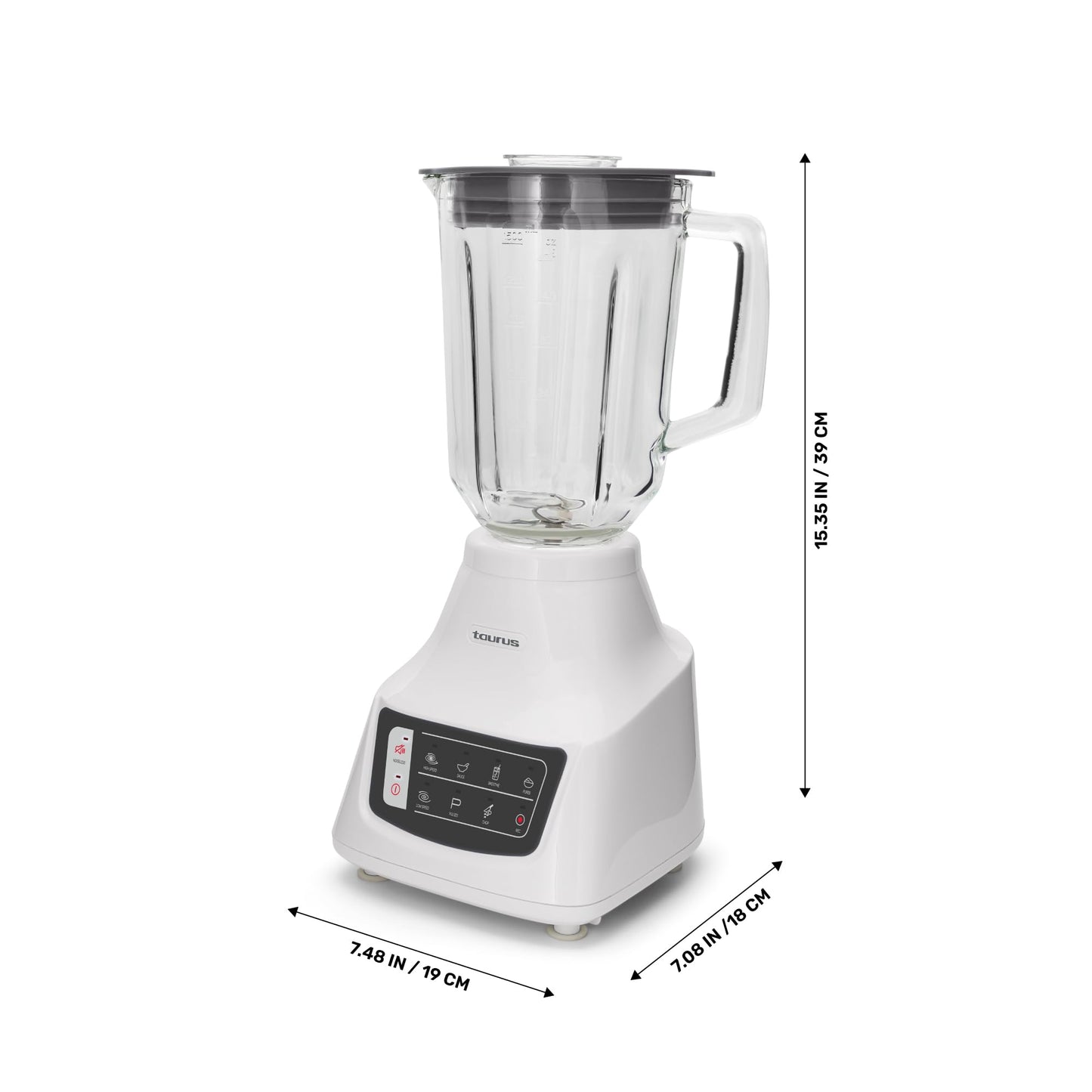 Licuadora Taurus Potenza Comfort Vidrio 1.5L 1050 Watts con 50% Menos Ruido y 9 Funciones