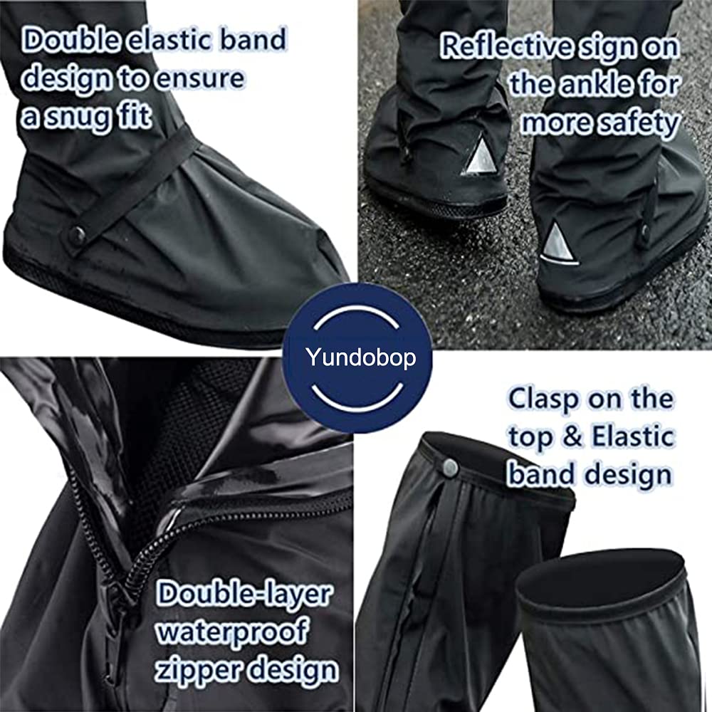 Cubrecalzado PVC Cubiertas de Zapatos Impermeable - Exteriores Bicicleta Motocicleta Cubrebotas Viaje Antideslizante Reutilizable Botas Cubierta con Cremalleras Resistentes, Negro(XL 32CM)