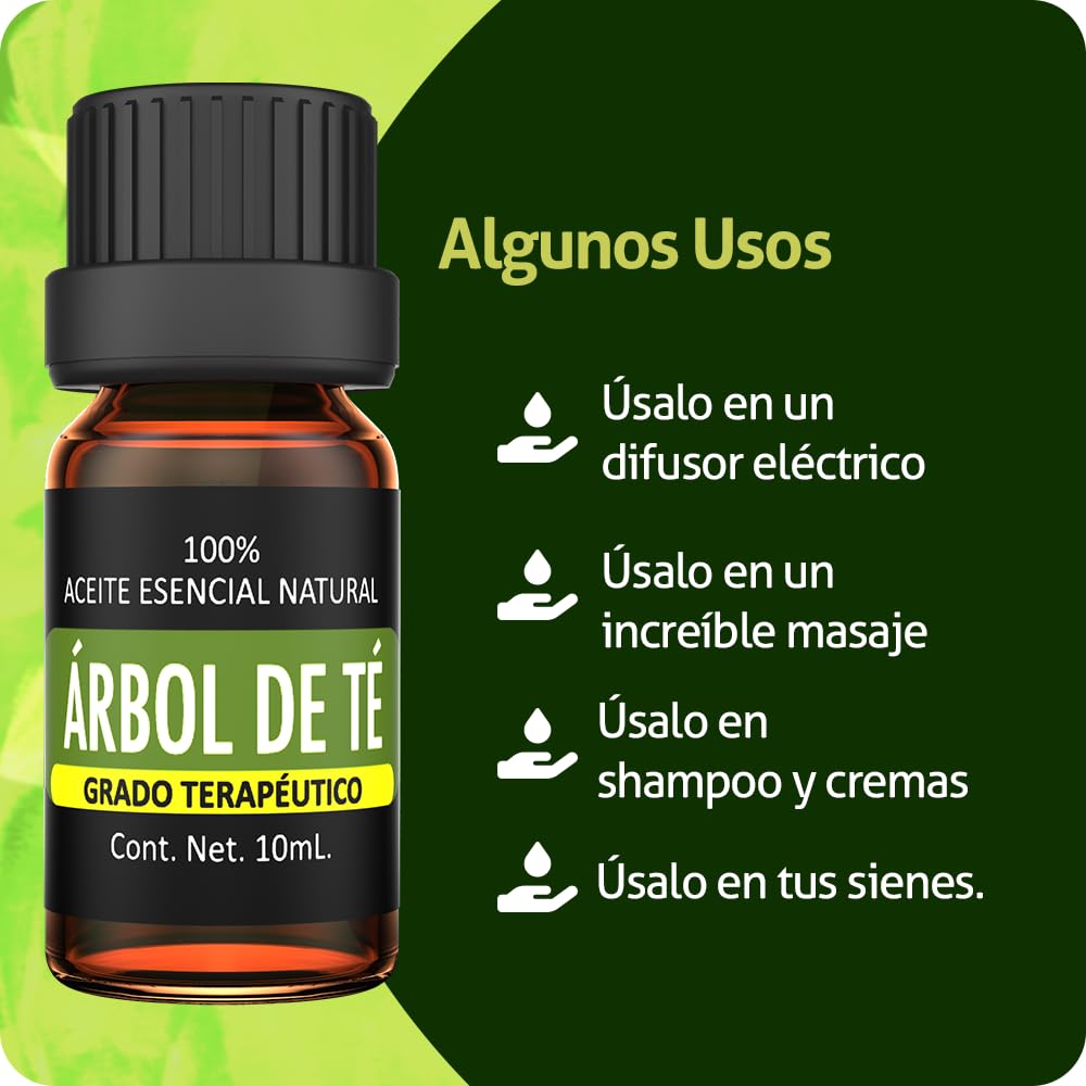 Kit de Aceites Esenciales Nature's Oils Lavanda, Árbol de Té, Eucalipto, Naranja y Menta para Difusor y Aromaterapia