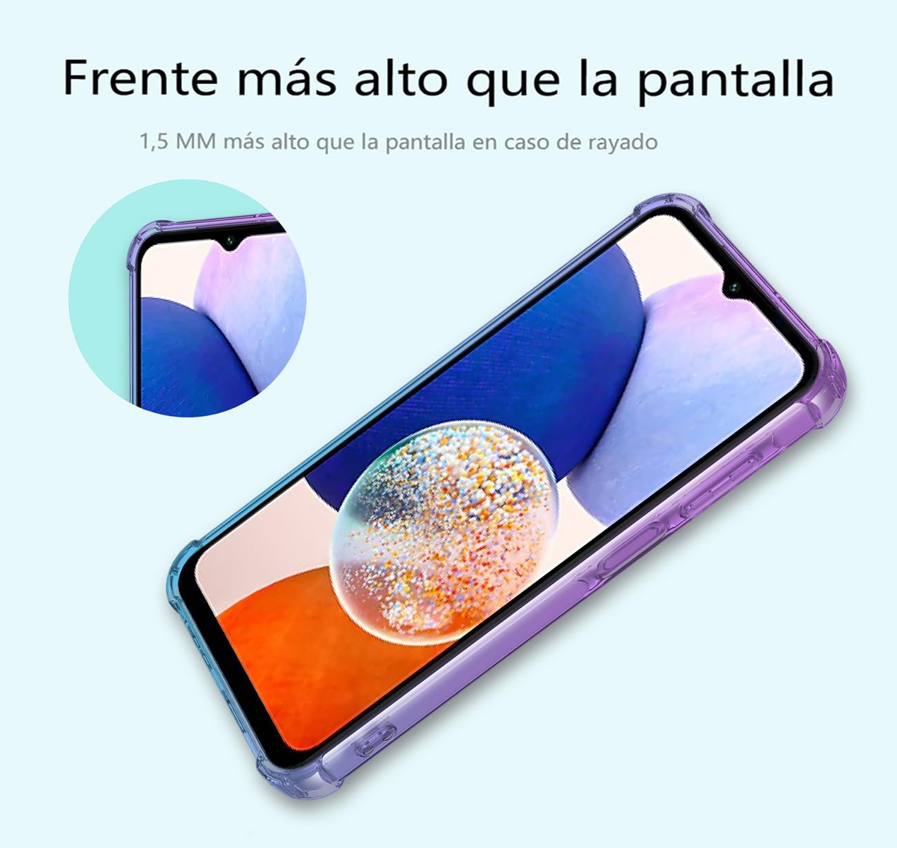 DABUNA Funda para Samsung Galaxy A16 5G Case Uso Rudo,Transparente Colores Degradados Protectora de Cámara Anticaída Carcasa Bumper(Púrpura Azul)