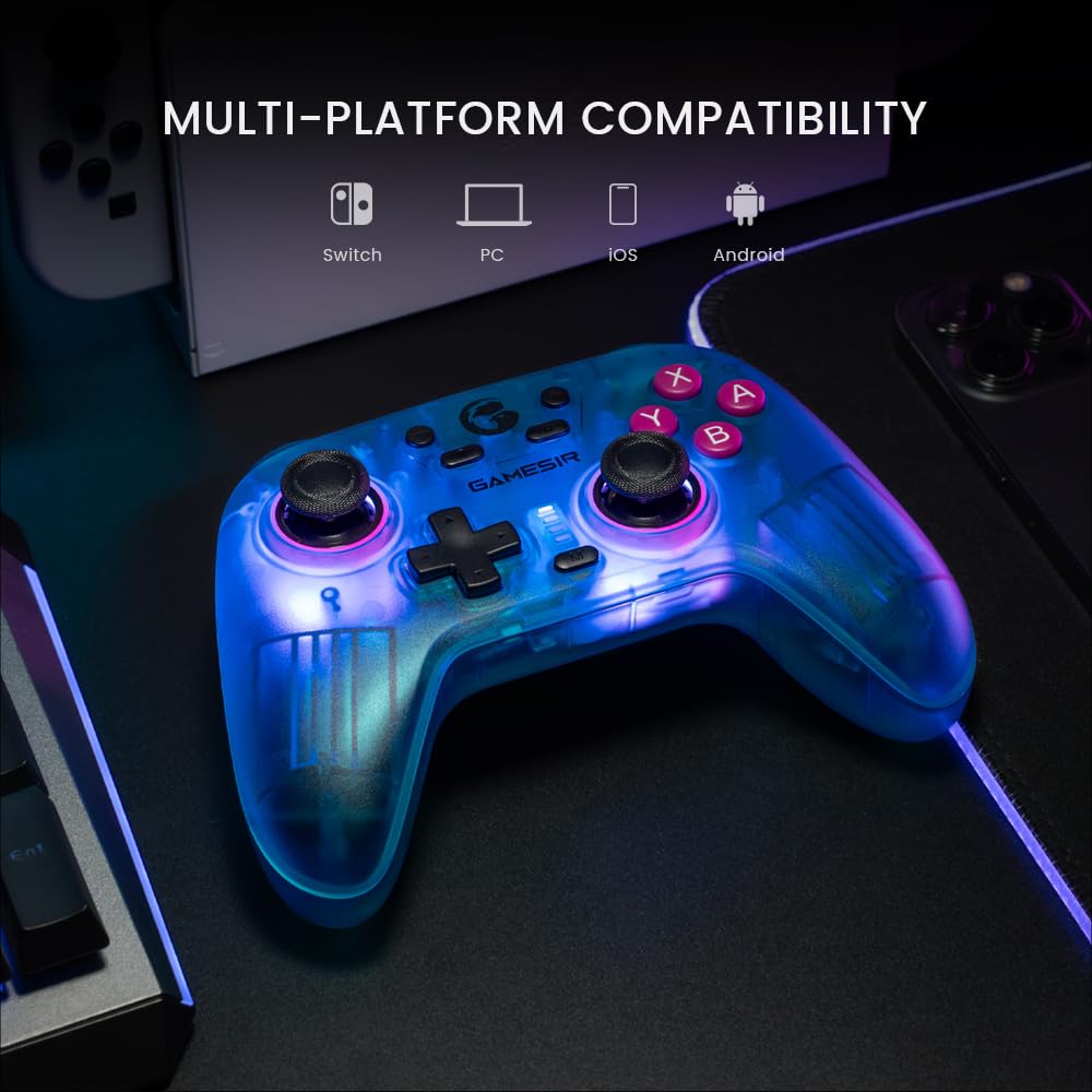 GameSir Nova - Controlador inalámbrico Pro para interruptor/Lite/OLED, Controladores de interruptor con efecto Hall JoySticks, LED RGB, recargable de 1200 mAh, turbo, programable, control de