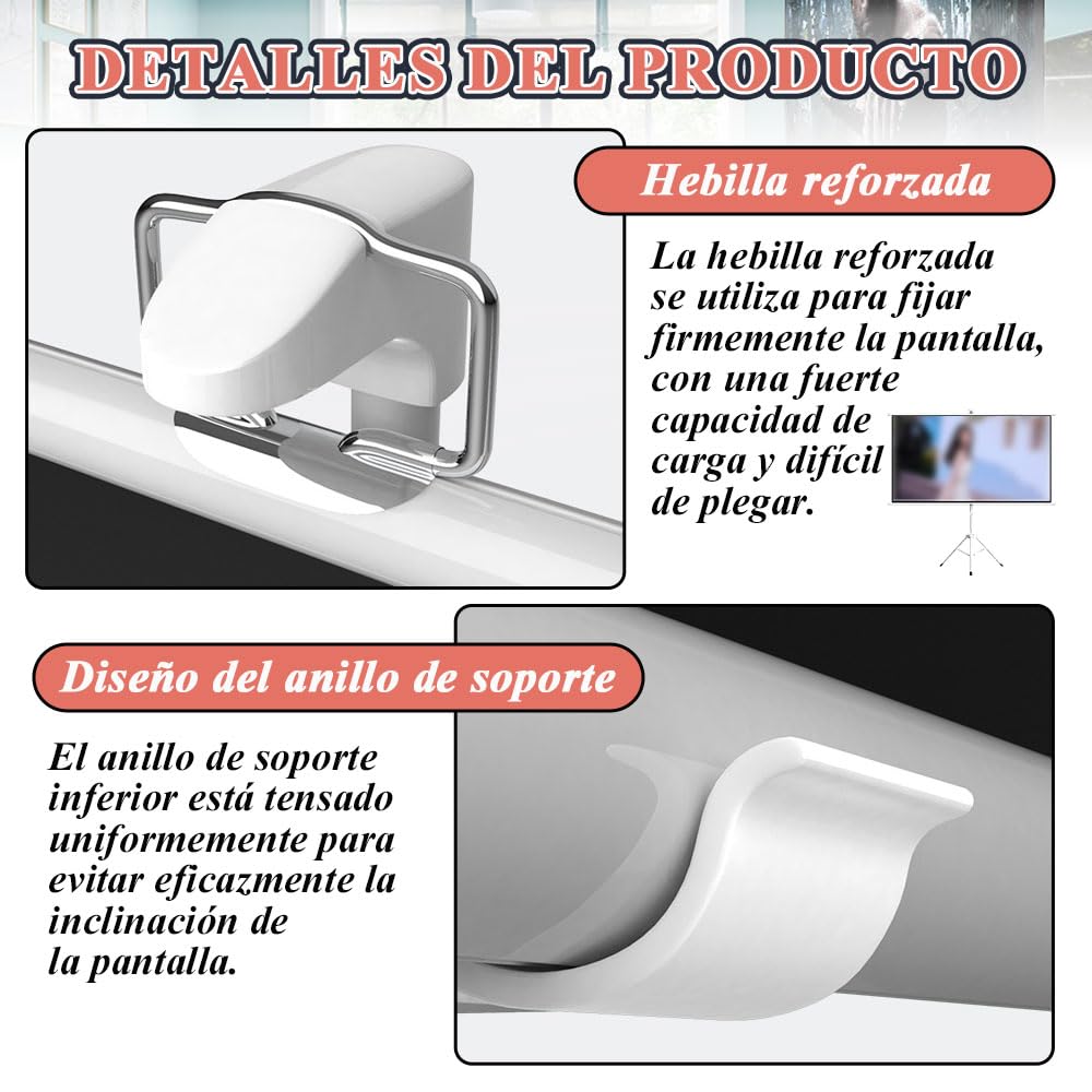 Pantalla Portátil Proyector 84 Pulgadas Trípode - Retractil, Ángulo de Visión de 178°, con Soporte y Montaje en Pared, Pantalla Proyector 4:3, Fibra de Vidrio, para Cine en Casa y Conferencias