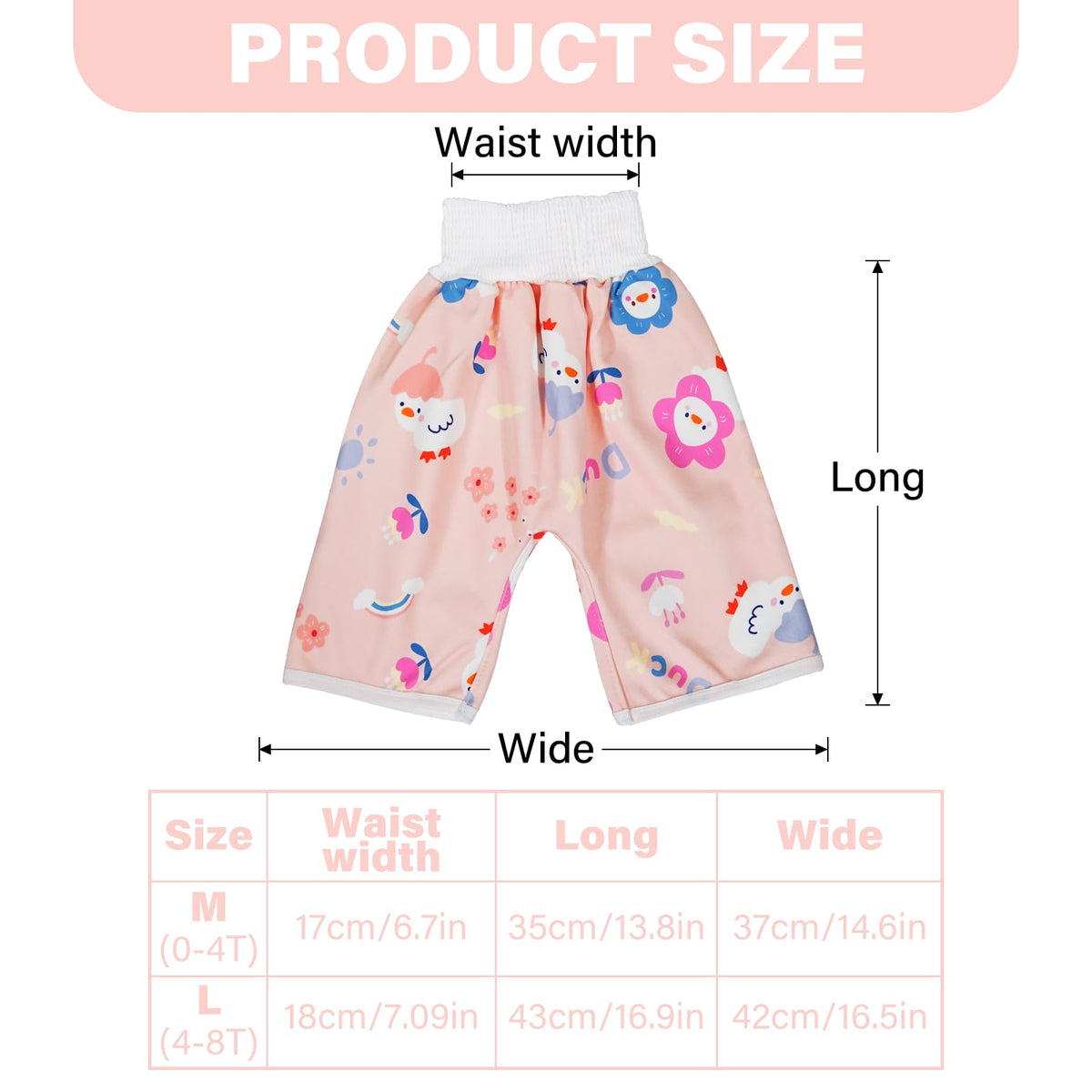 CUXFLS - Pantalones de pañales impermeables para bebés y niños, pantalones absorbentes de entrenamiento para ir al baño para niños y niñas, Chick, Medium