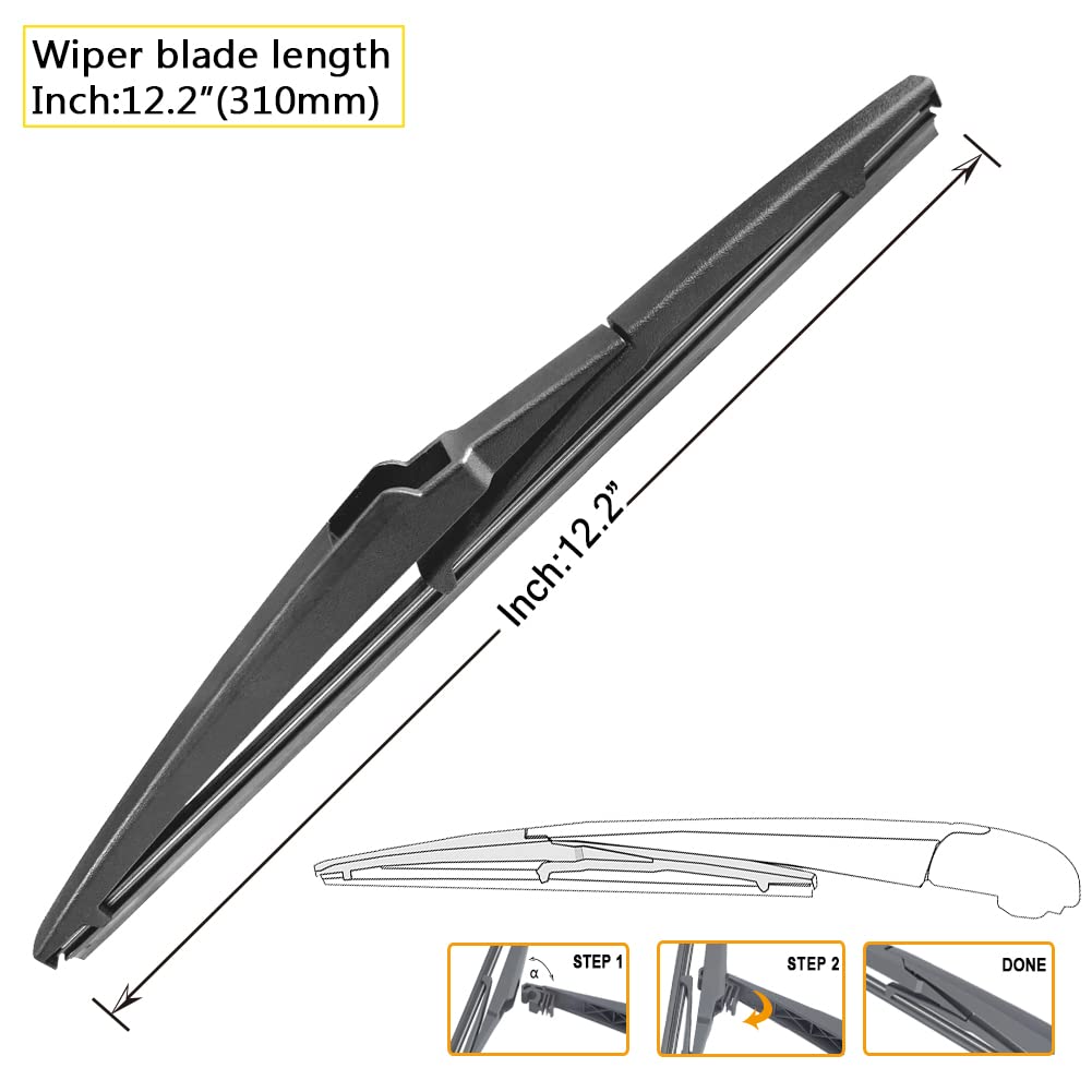 AUTOBOO - Limpiaparabrisas de 26 pulgadas + 16 pulgadas con limpiaparabrisas trasero de 12 pulgadas de repuesto para Lexus NX200t NX300 NX300h 2015 2016 2017 2018 2019 2020 2021 - Calidad original de