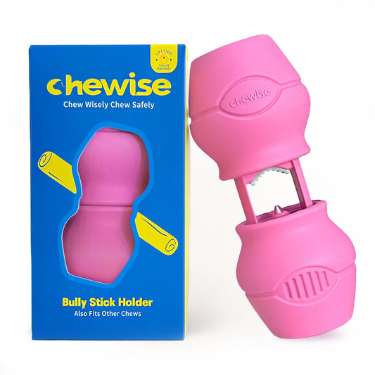 Chewise Soporte para Palitos Naturales de Toro para Perros, Uso rudo, diseño para prevenir el atragantamiento, Juguete para Mascotas Libre de BPA, Compatible con Varios tamaños y Razas
