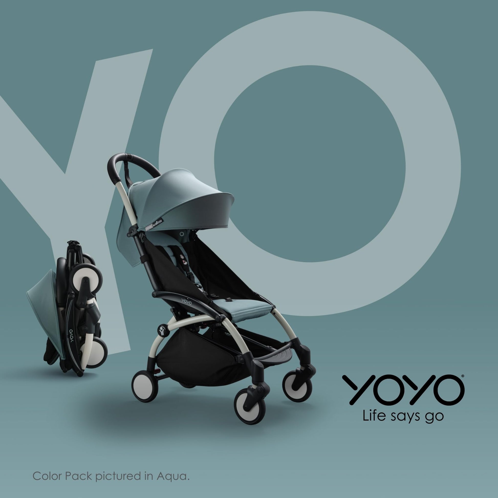 BABYZEN Cochecito 6+ YOYO2 (Chasis Negro con Pack 6+) - Incluye arnés, respaldo, extensiones de capota, correa para llevar al hombro, el cojín del asiento y la capota a juego (Negro)