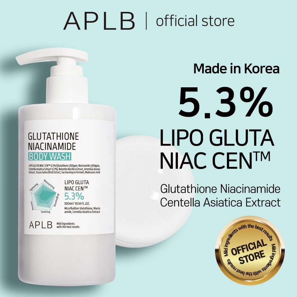 APLB Glutathione Niacinamide Body Wash | LIPO GLUTA NIAC CEN™ 5.3% 10.14 FL.OZ / Korean Skincare, Gentle ingredients for the safety of your skin, Long lasting nourishment and deep moisture for soft skin