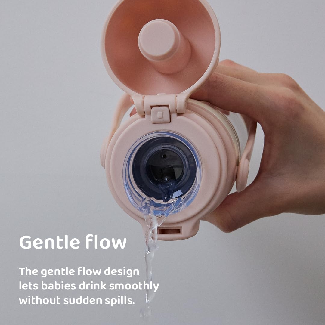 GROSMIMI - Vaso de agua de flujo lento para niños pequeños, sin BPA, 10 onzas (PPSU, oliva)