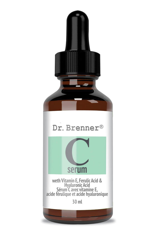 Dr. Brenner Suero de vitamina C 20% puro ácido L-ascórbico, ácido ferúlico, vitamina E y ácido hialurónico para cara y ojos, natural, antienvejecimiento, antiarrugas, 1 onza. por Dr. Brenner (1 onza)