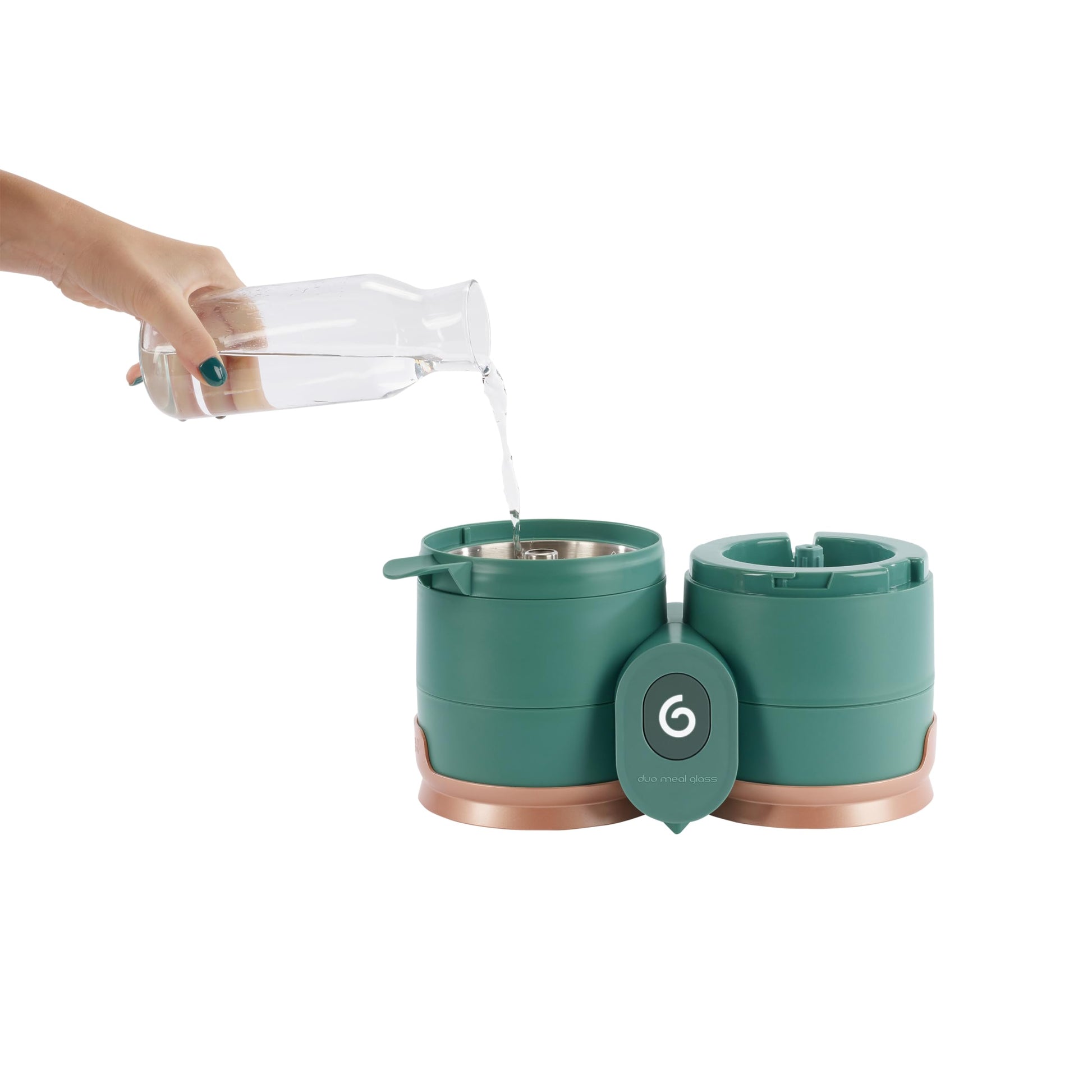 Babymoov Duo Meal de Vidrio 4 en 1: Procesador de Alimentos para Bebés con Vaporizador de Vidrio Incorporado, Cesta de Acero Inoxidable y Licuadora de Vidrio (Capacidad de Más de 6 Tazas), Verde