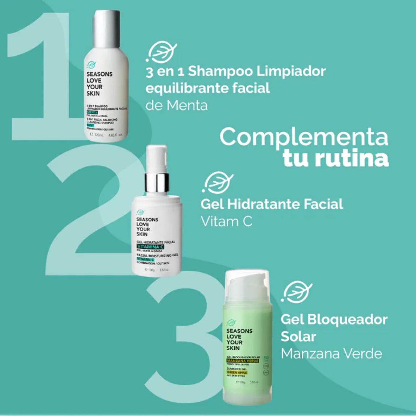 Seasons Love Your Skin Bloqueador Solar en Gel Fps50, Manzana, 100 ml