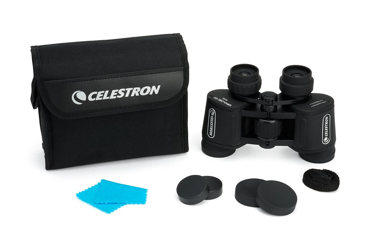 Celestron – Binocular UpClose G2 7x35 – Óptica de Revestimiento múltiple para observación de Aves, Vida Silvestre, Paisaje y Caza, Binocular Porro Prism para Principiantes – Incluye Funda de