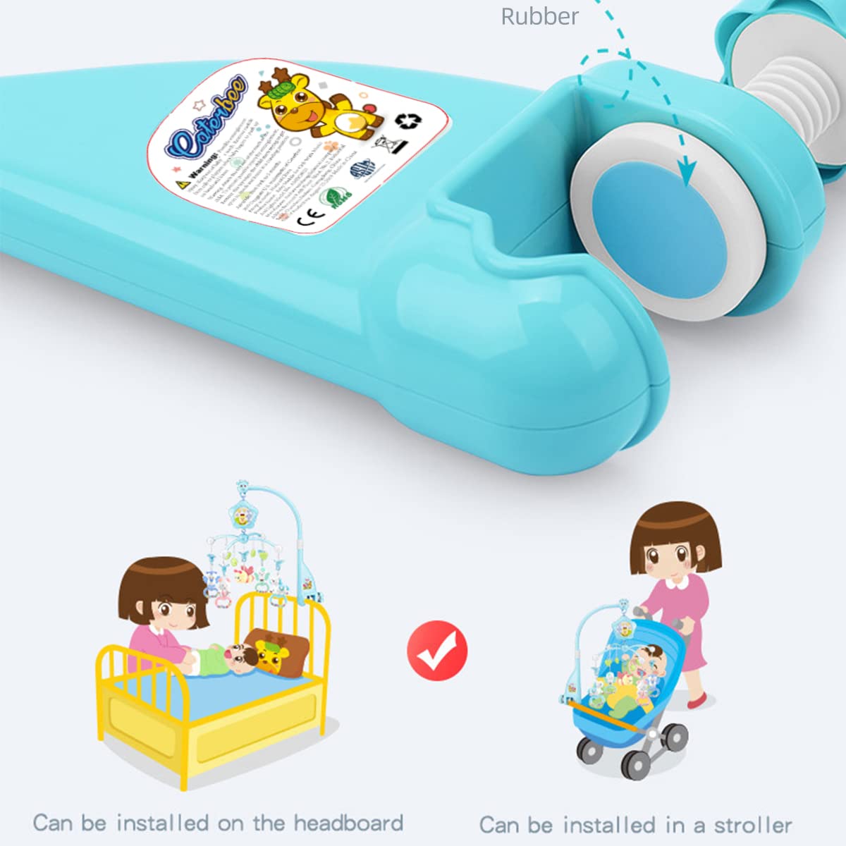 Baby Mobile for Crib, Baby Plush Crib Mobile with Lights and Music,Remote,Toys, Holder,Projector for Pack and Play (Blue) (Blue-Forest)