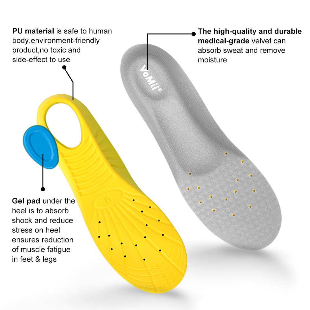 Plantillas VoMii Azul Espuma Viscoelástica para Fascitis Plantar para Mujer, Hombre o Niño