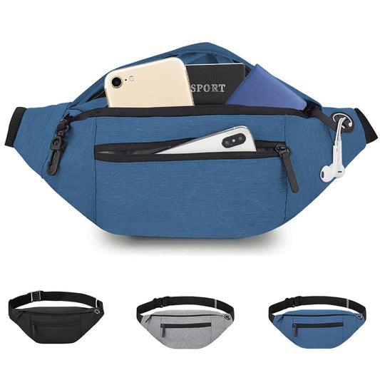 CXJYSD Riñonera de casual para hombres y mujeres,correa de hombro ajustable multifuncional,bolso cruzado con 4 bolsillos con cremallera, adecuado para hacer ejercicio,correr (azul marino-04)