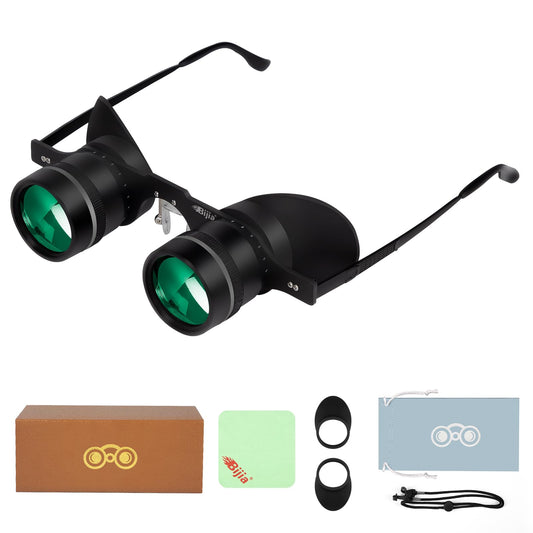 BIJIA 3X anteojos binoculares de ópera, manos libres, anteojos perezosos prismáticos, ligeros para pesca, observación de aves, televisión, deportes, conciertos, teatro y turismo, para adultos, hombres
