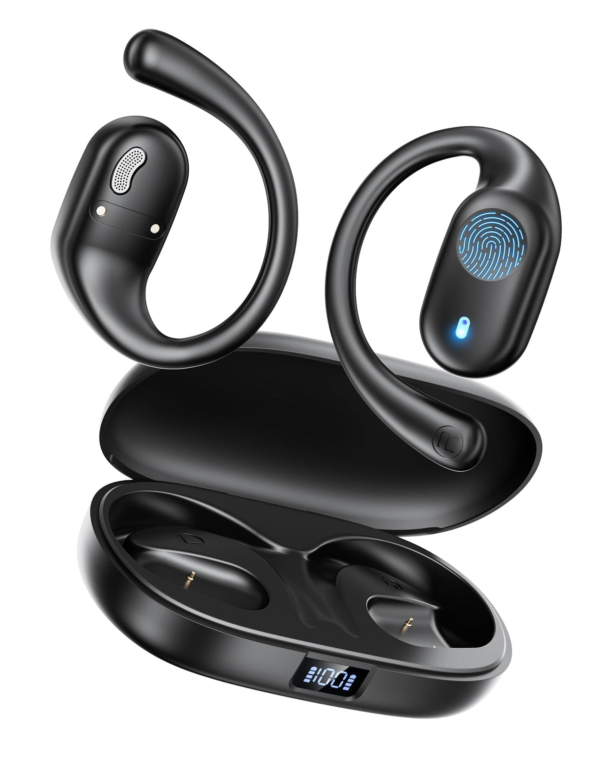 Audífonos de Oído Abierto Xuuly Negro Bluetooth 5.3 Ajustables Ultra Cómodos para Ciclismo