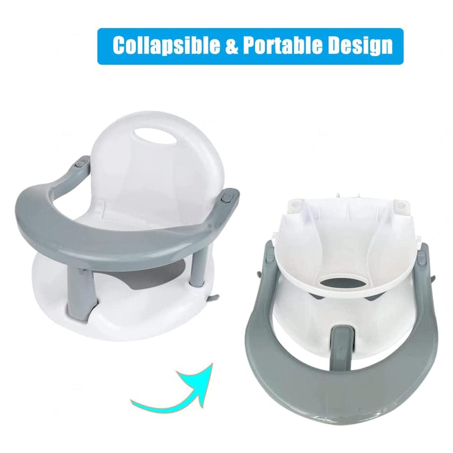 Asiento de Baño para Bebé Gray con Juguete Incluido para Bebés desde 6 Meses