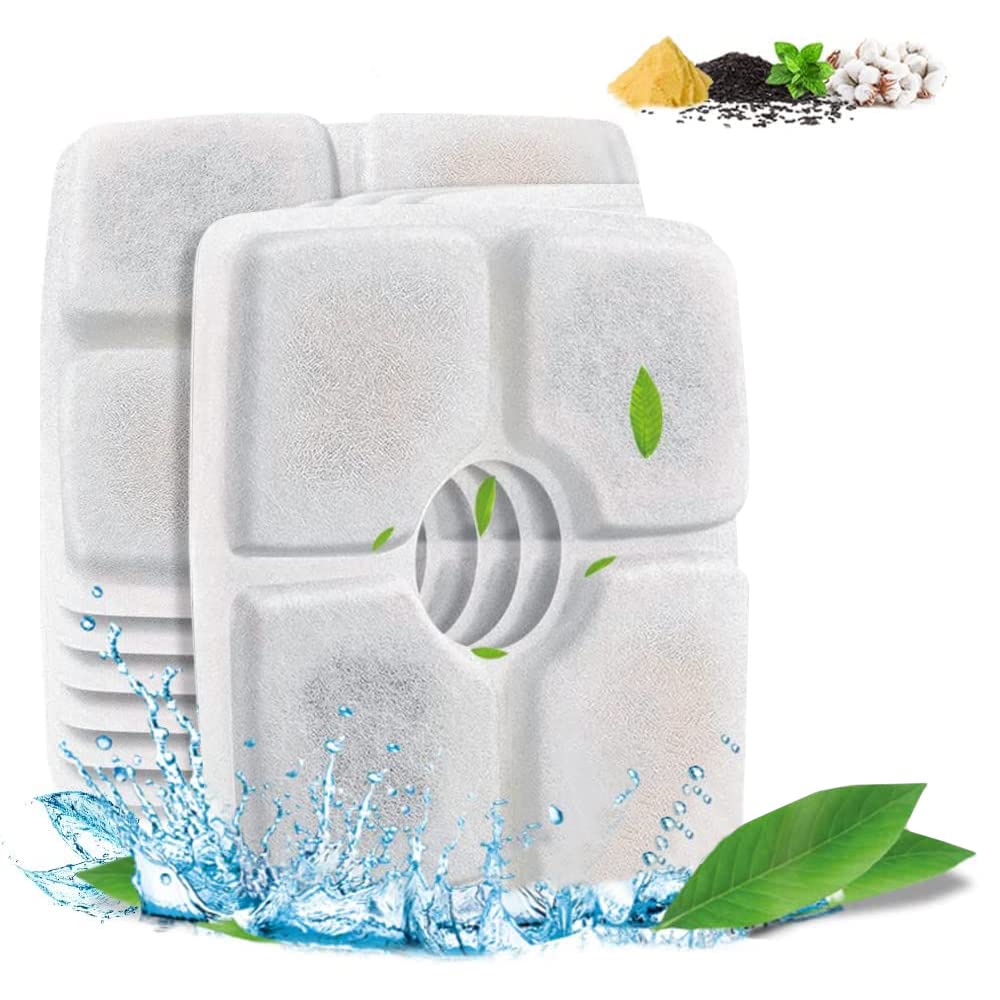 Hisemy Filtro para Fuente de Agua para Gatos,6 Pcs Filtros de Repuesto de Carbono para Fuente para Mascotas，Sistema de Triple Filtracion