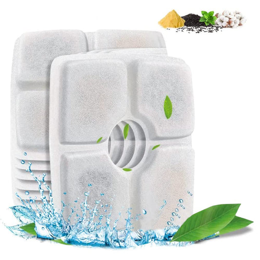 Hisemy Filtro para Fuente de Agua para Gatos,6 Pcs Filtros de Repuesto de Carbono para Fuente para Mascotas，Sistema de Triple Filtracion