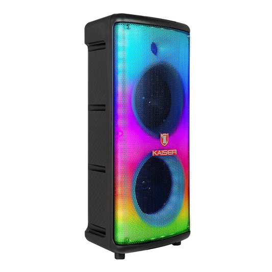 Bocina MITZU KSW-2066 Negro 2X6.5 Luz Tipo Flama Recargable Bluetooth USB 30W RMS