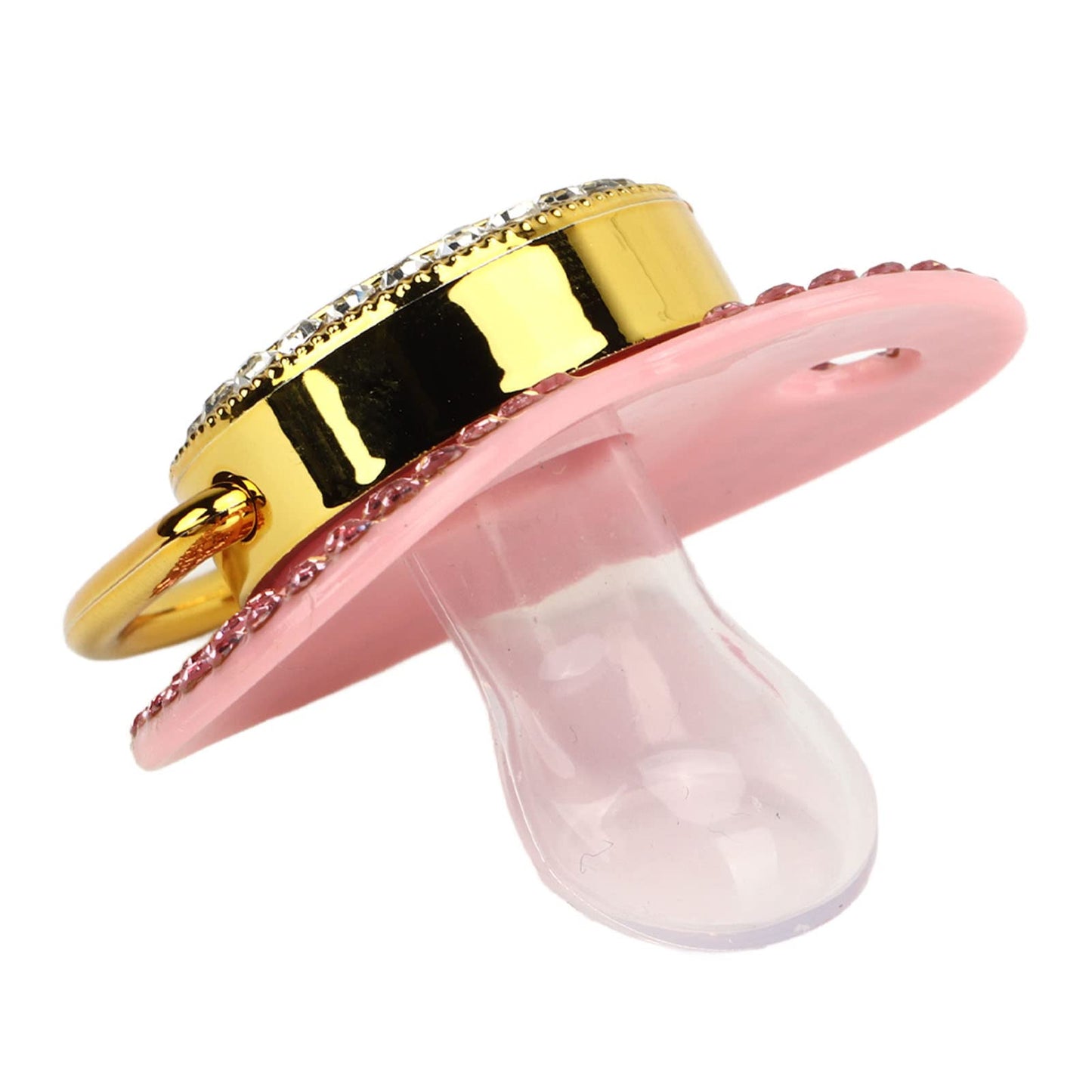 Chupete de bebé Dorado, 26 Letras Juego de Clip de Chupete Personalizado Diamantes de Imitación Cubiertos Diseño Curvo Chupete de bebé Chupete de Silicona para Alimentación de (Letra h)