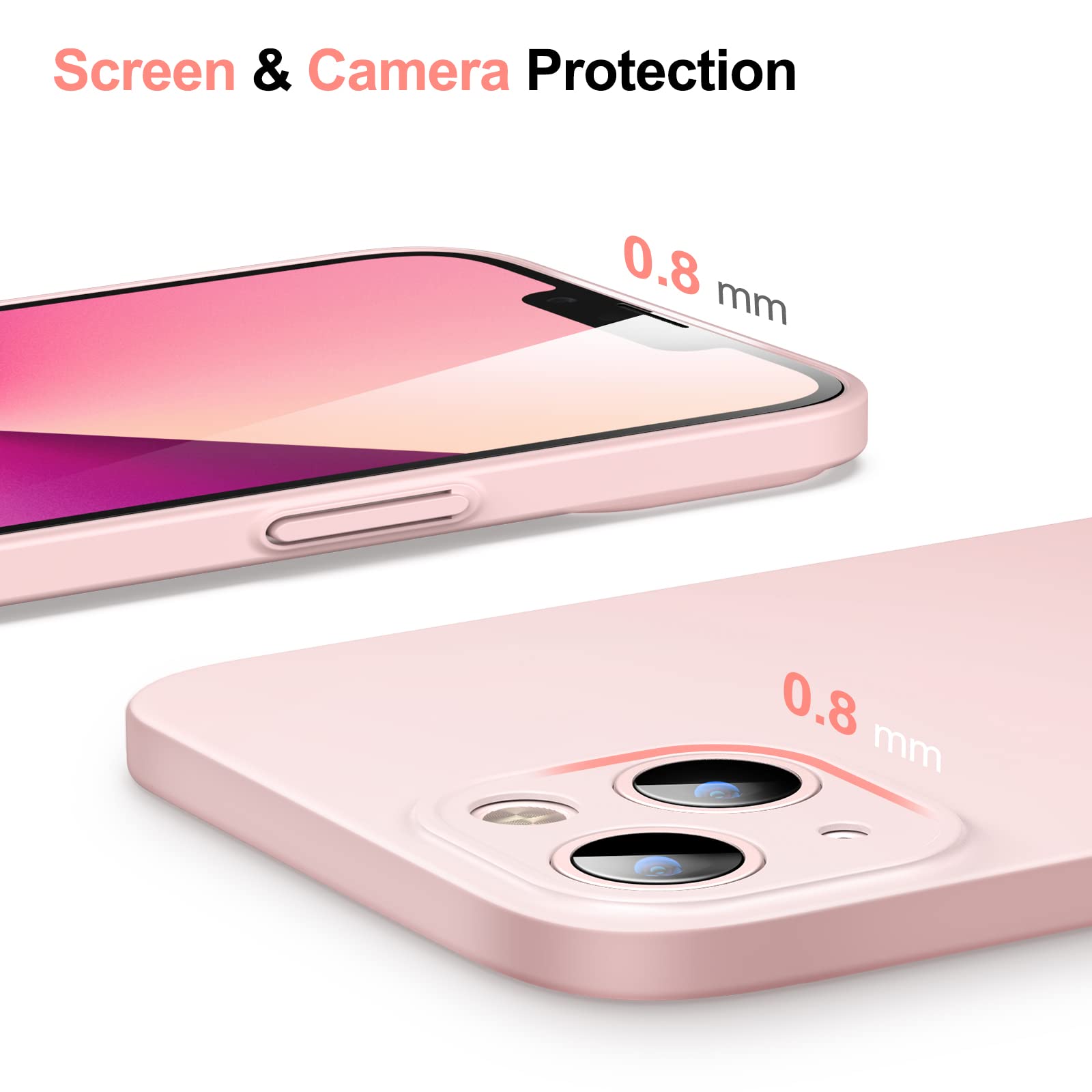JETech Funda Delgada Mejorada (0,85 mm Grosor) para iPhone 13 6,1 Pulgadas, Cubierta Lente de Cámara Protección Completa, PC Duro Mate Ultra Delgada y Ligero Carcasa (Rosado)