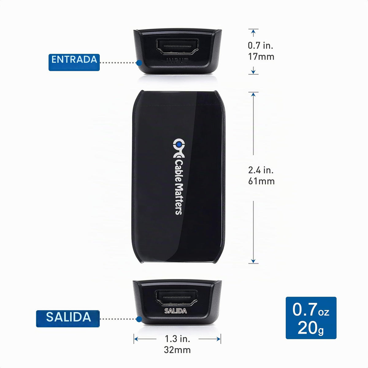 Acoplador HDMI Activo Cable Matters 8K Soporte hasta 25 Pies con HDR