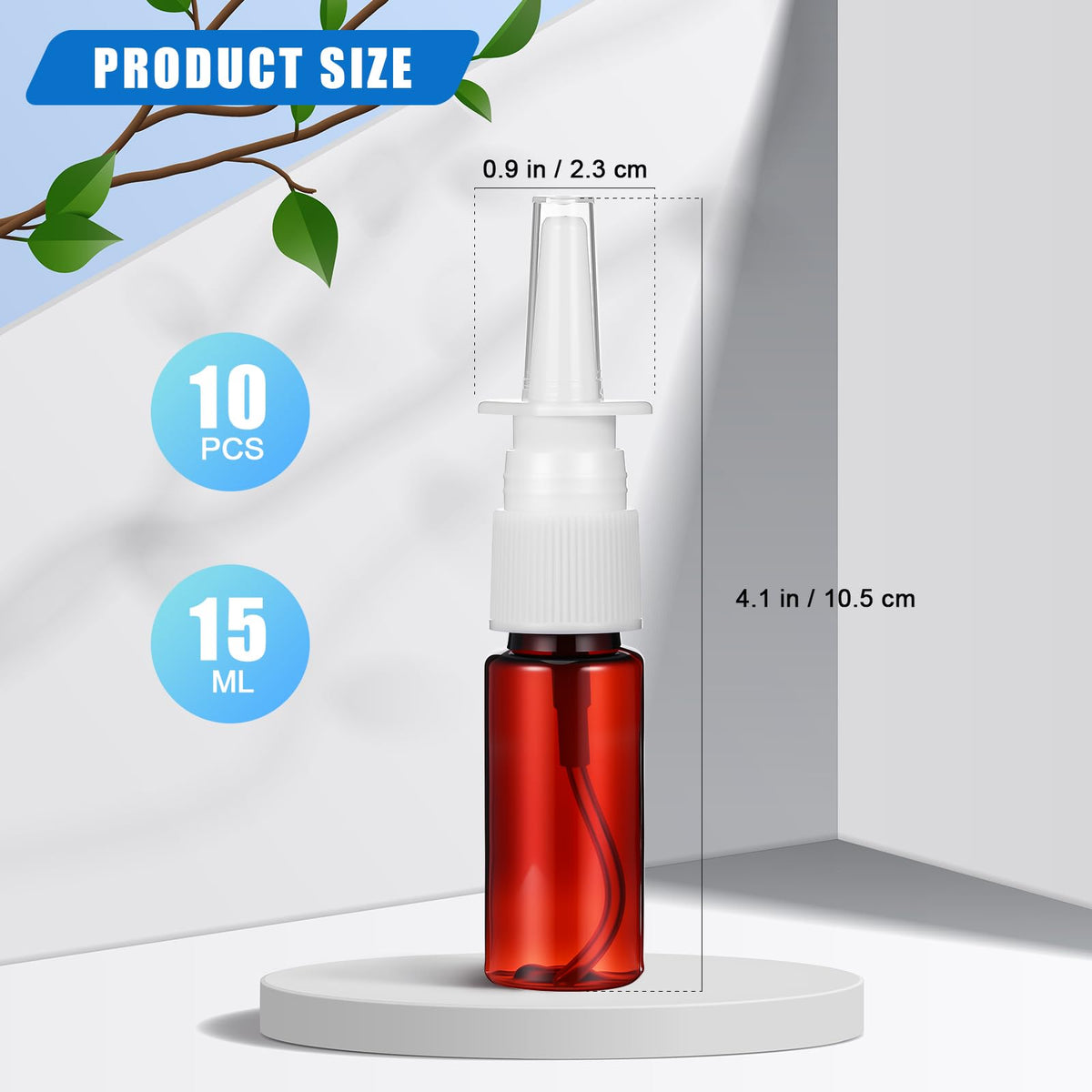 Artibest - 10 botellas vacías nasales de cristal ámbar, pulverizadores de niebla finos, recipientes recargables para aceites esenciales, aromaterapia, perfume de 15 ml