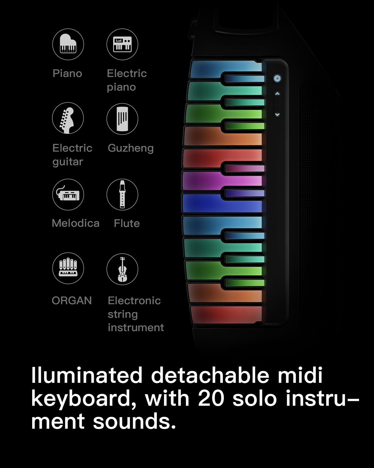 Cyber-G by Enya - Guitarra de respaldo inteligente sin cuerdas, generador de acordes, máquina de tambor integrada y línea de bajo, 20 sonidos de instrumentos incluyendo guitarra eléctrica, guitarra