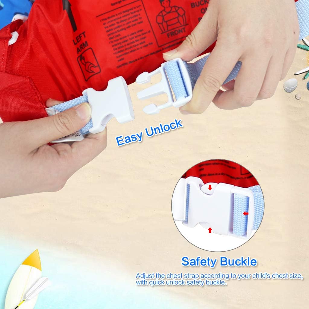 Gogokids Chaleco de natación para niños, flotadores para niñas y niños de 9-13-18-23 kg, flotadores de alberca con alas de Agua y Correa de Hombro para niños de 2-6 años