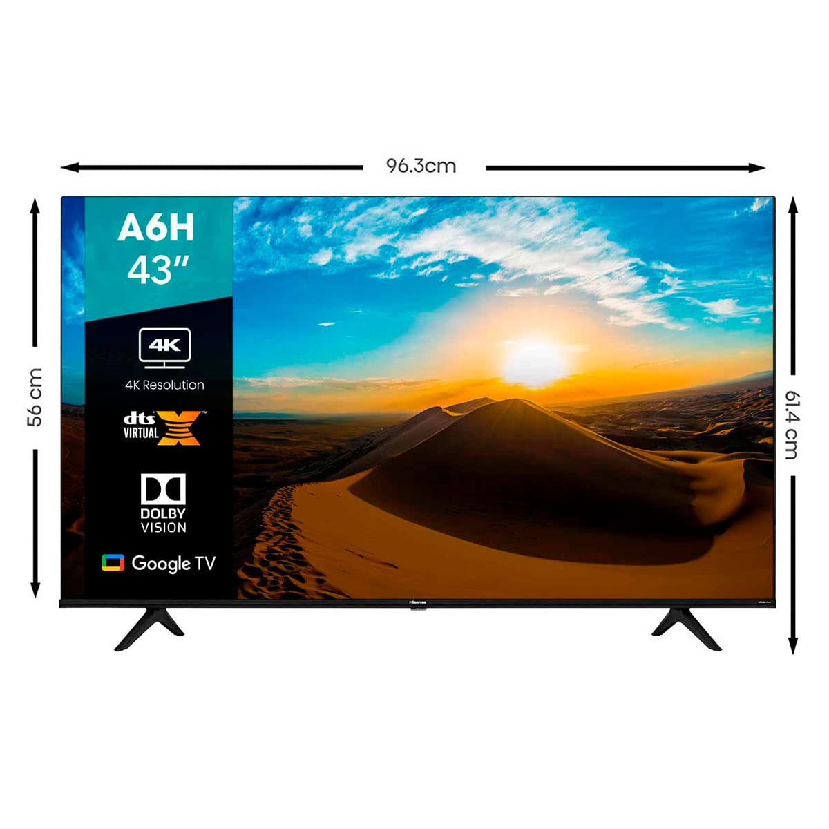 Hisense Pantalla 43" UHD Smart TV LED 43A6H Google TV