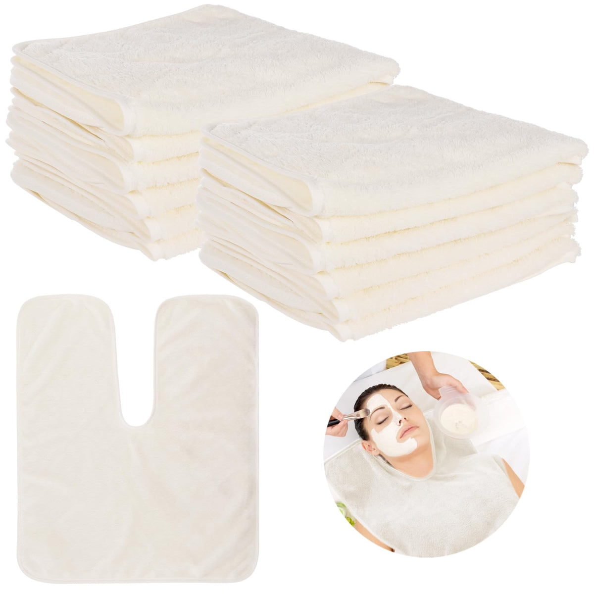 DIMEGON 12 toallas faciales en forma de U, suaves paños faciales de forro polar coral para salones de belleza, cuidado de la piel, centros de spa