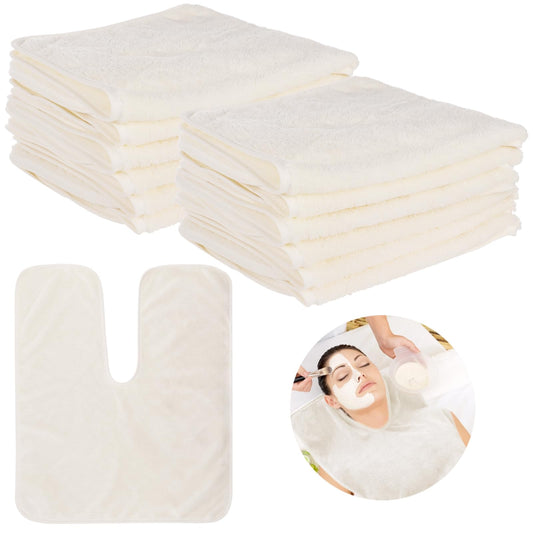 DIMEGON 12 toallas faciales en forma de U, suaves paños faciales de forro polar coral para salones de belleza, cuidado de la piel, centros de spa