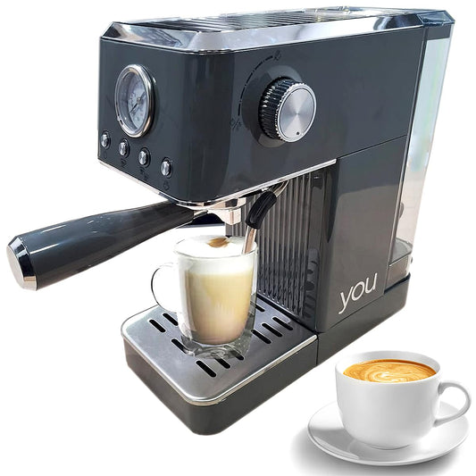 Maquina Cafetera de Espresso y Capuchino 20 Bares, Cafe Molido con Espumador de Leche para Espresso Cappuccino Mocha y Latte Barista en casa 1350w YOU