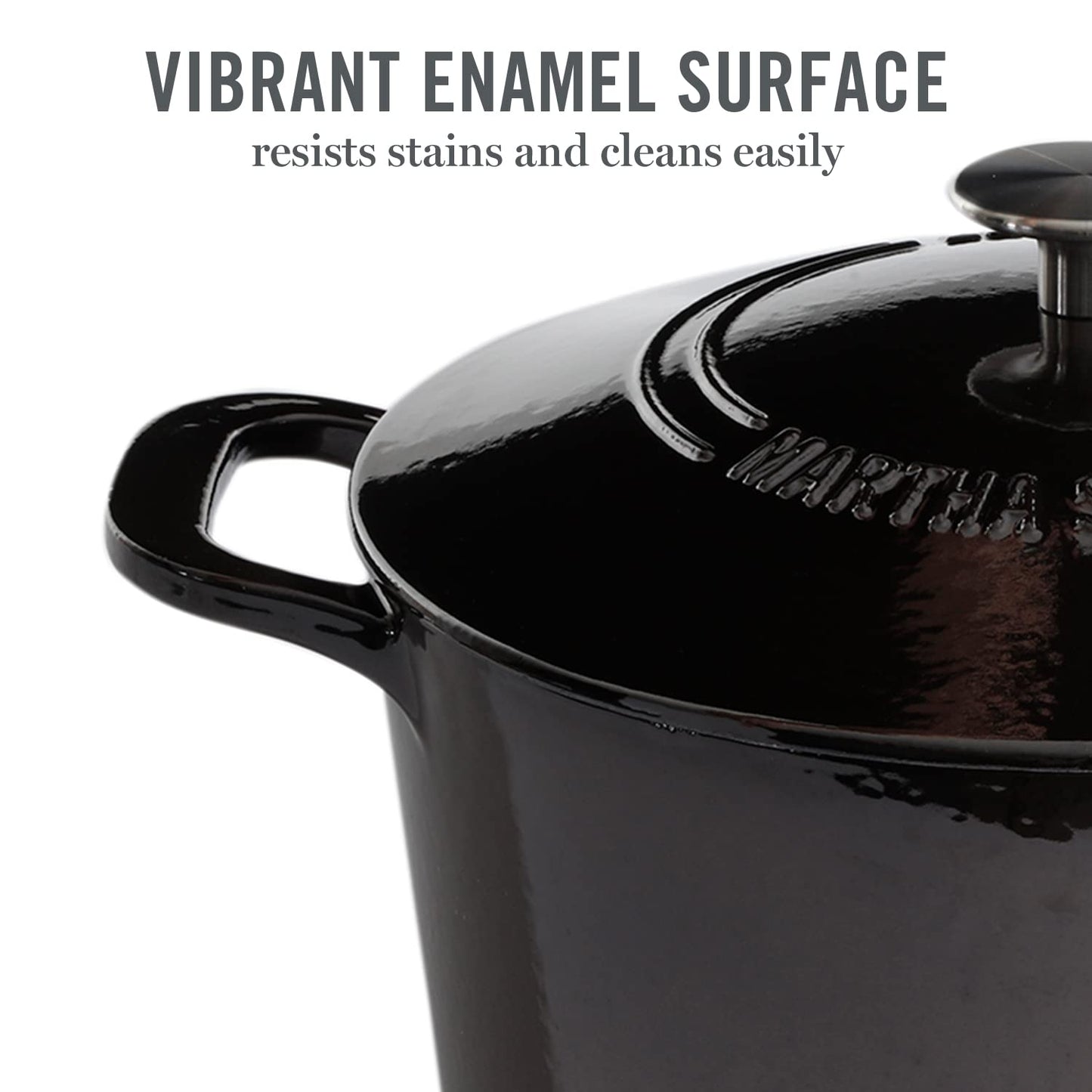 MARTHA STEWART Gatwick - Horno holandés de hierro fundido esmaltado de 7 cuartos de galón, color gris