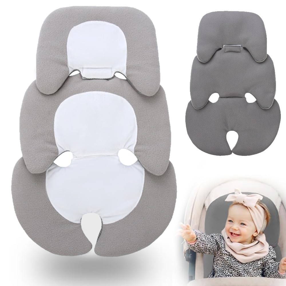 Reductor de silla de bebé, Cojín para Coche de Bebé, Diseño de doble cara para todo Año, transpirable y absorbe Sudor, soporte cómodo, Mayoría de los portadores, asientos, cochecitos adecuados.(Gris）