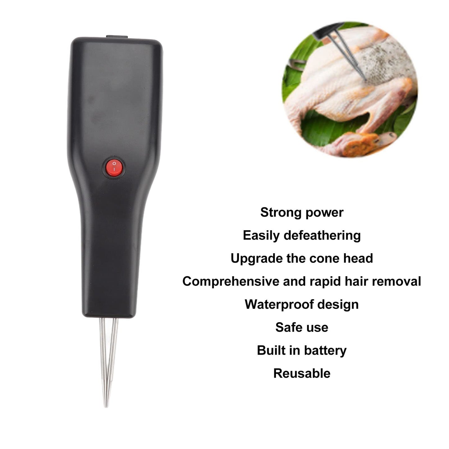 Desplumadora de Pollos, Desplumadora de Pollos Eléctrica Máquina Desplumadora de Pollos de Mano a Prueba de Agua Herramienta Automática para Desplumar Aves de Corral de Pelo Corto